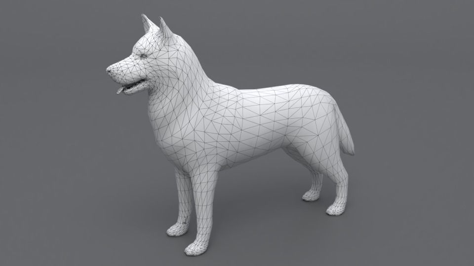Husky dog Low-poly 3D model_2