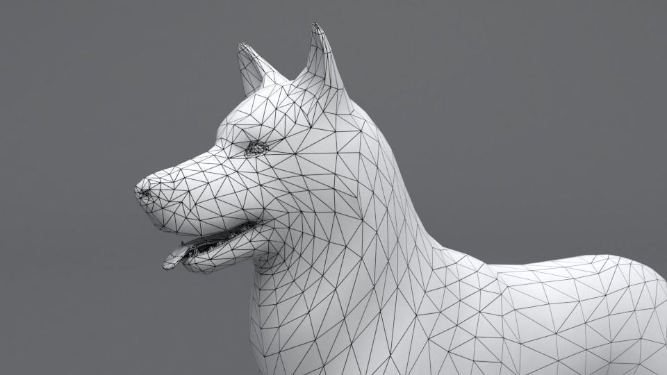 Husky dog Low-poly 3D model_7