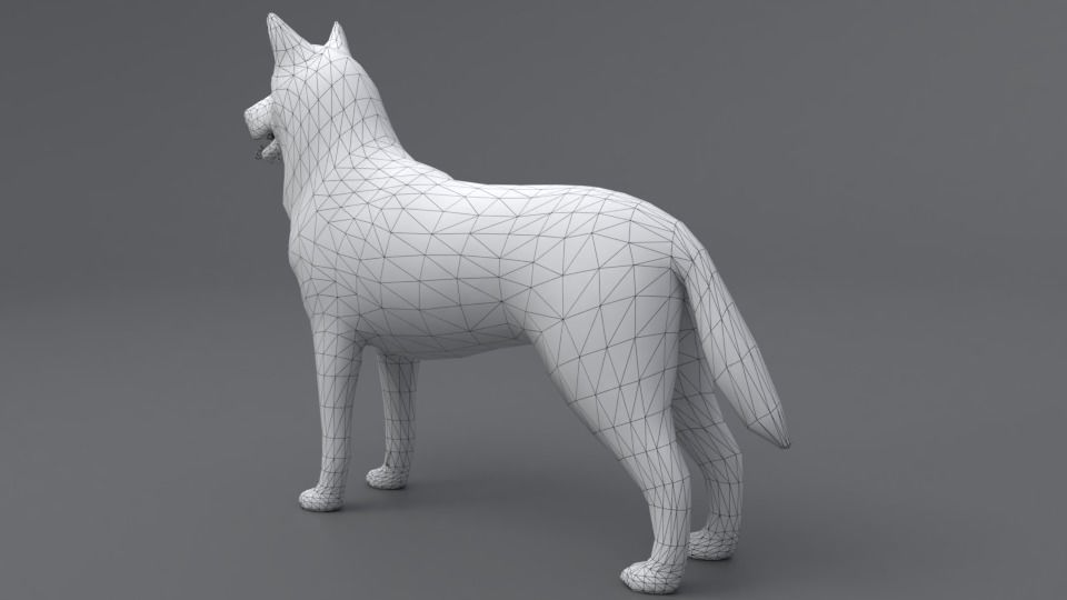 Husky dog Low-poly 3D model_3