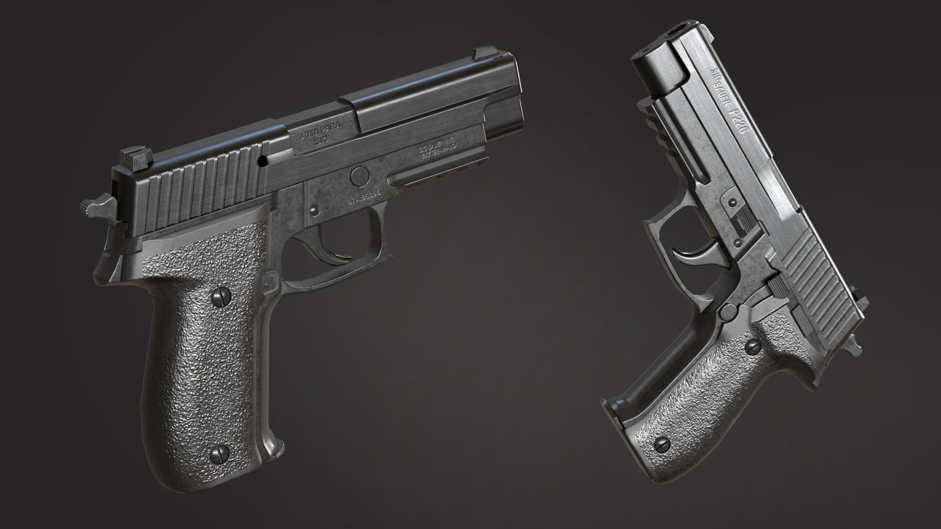 Sig Sauer P226 Low-poly 3D model_8