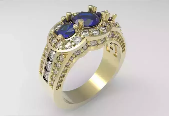 Model 123 Three Stone Ring With Halo 