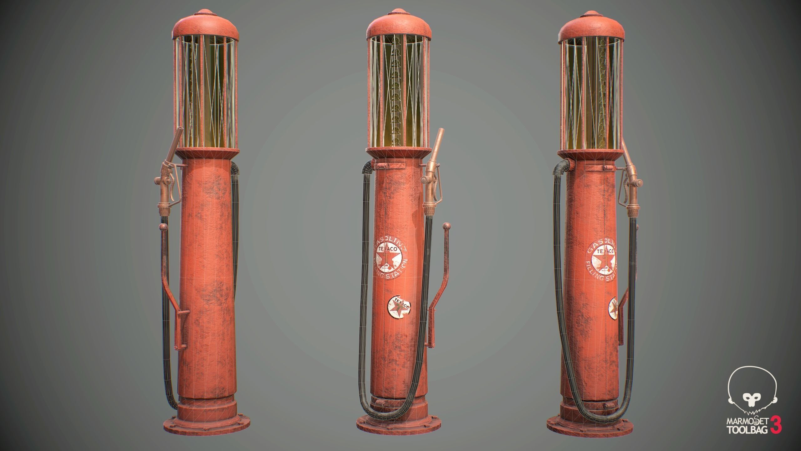 Old American Gas Pump Low-poly 3D model_1