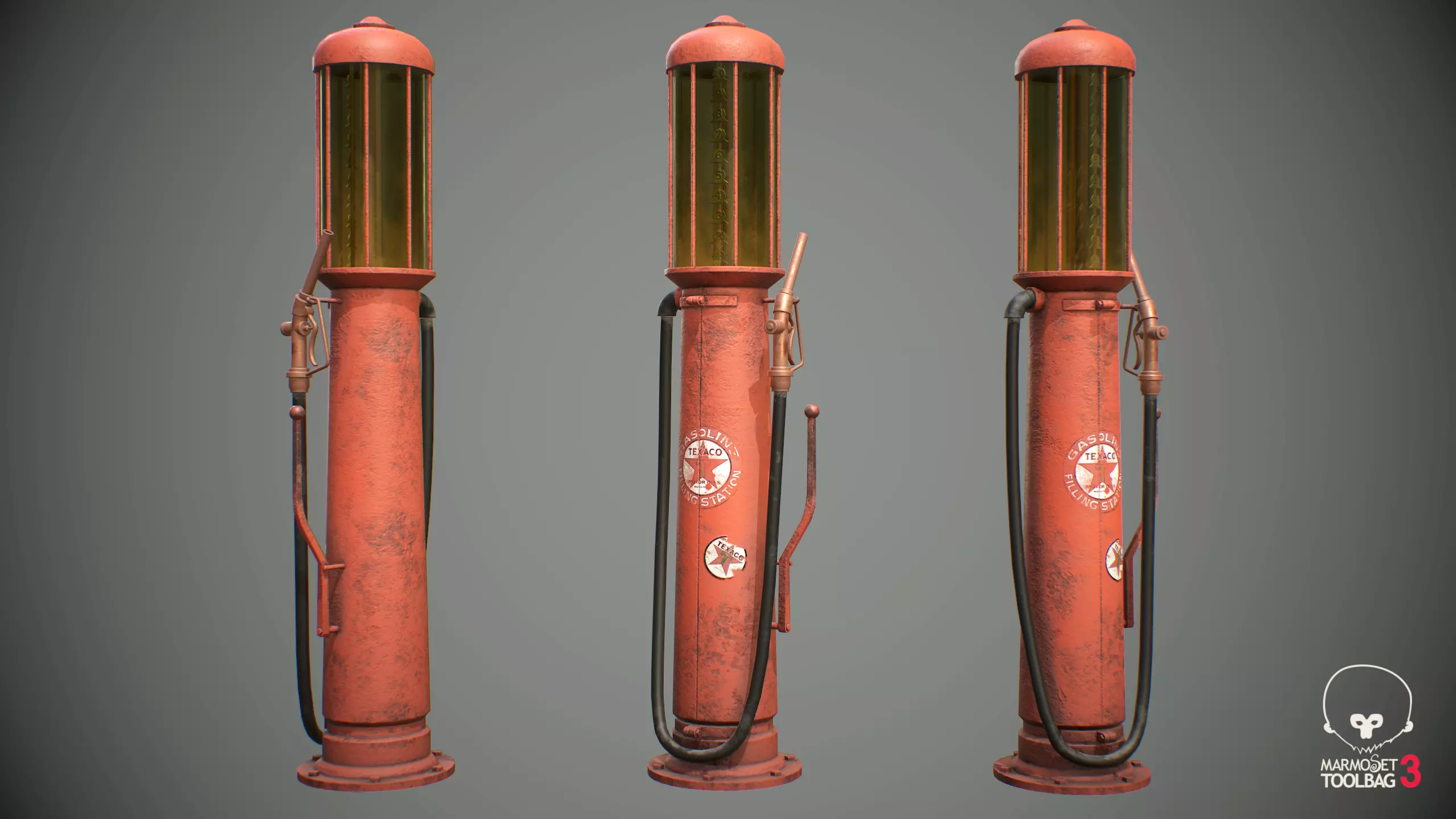 Old American Gas Pump Low-poly 3D model_0