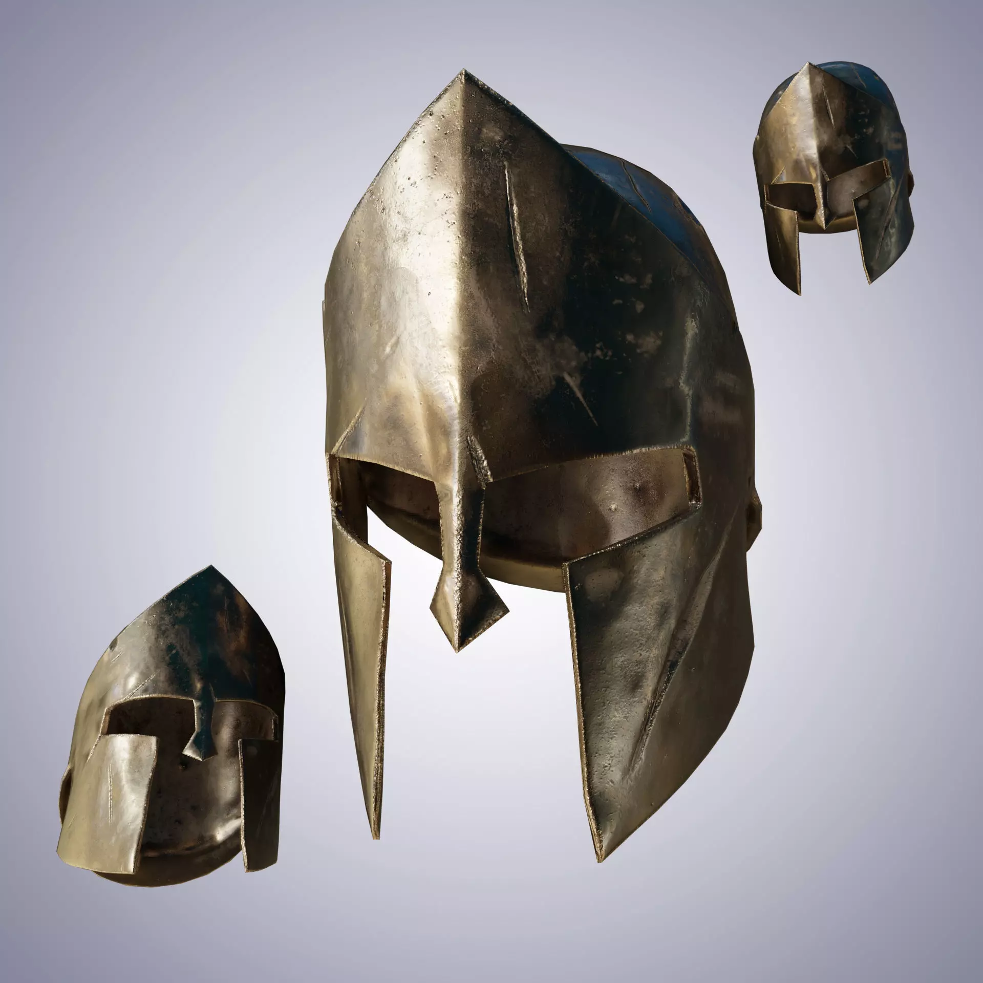 Greek helmet Low-poly 3D model_0