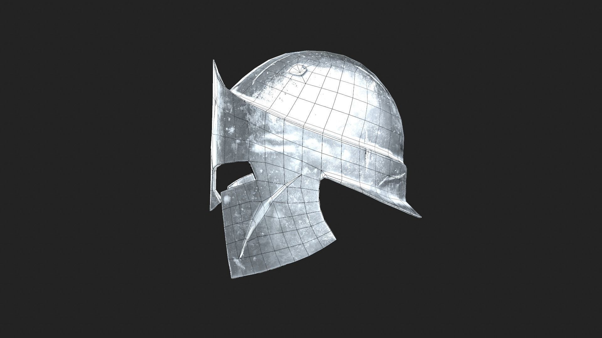 Greek helmet Low-poly 3D model_13