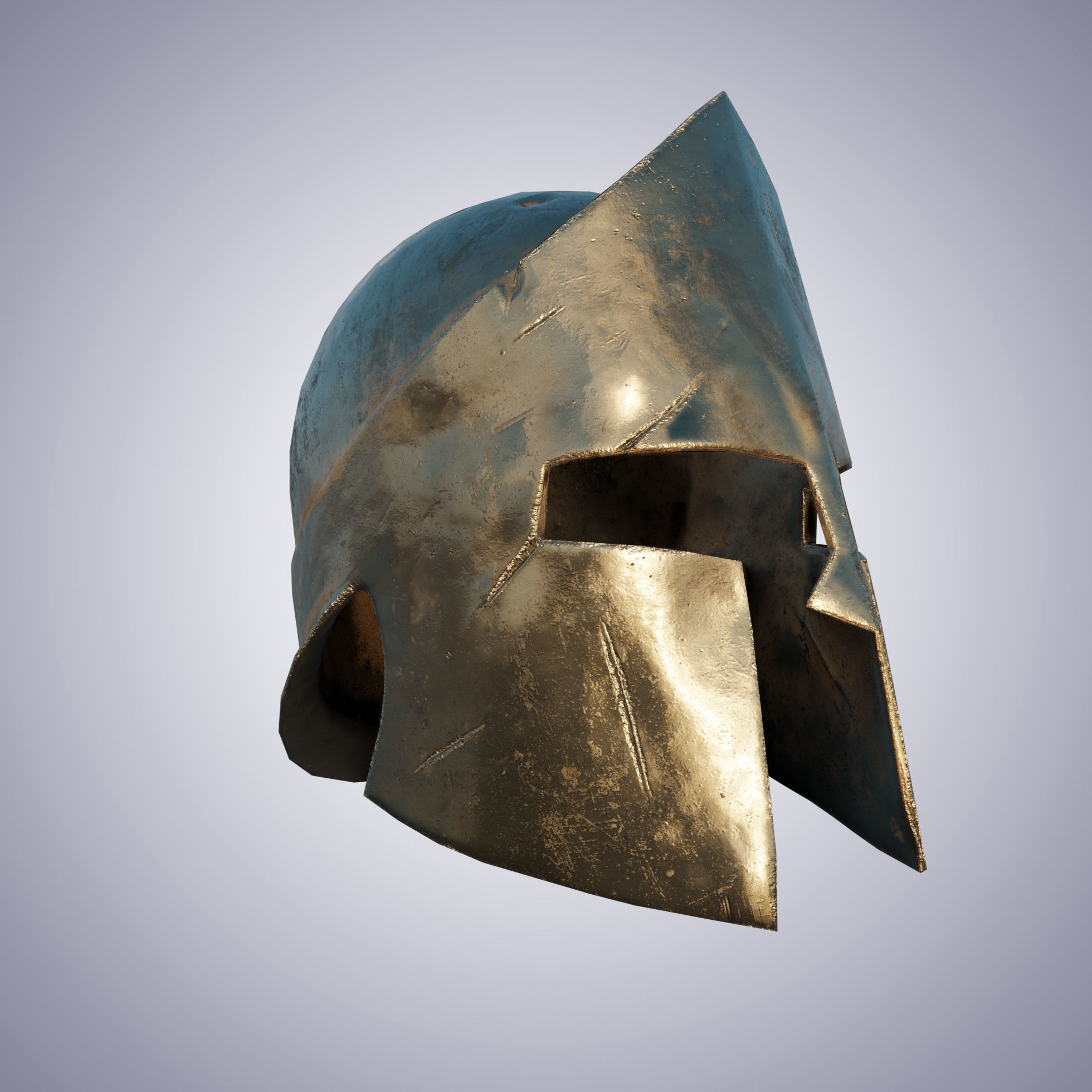 Greek helmet Low-poly 3D model_8