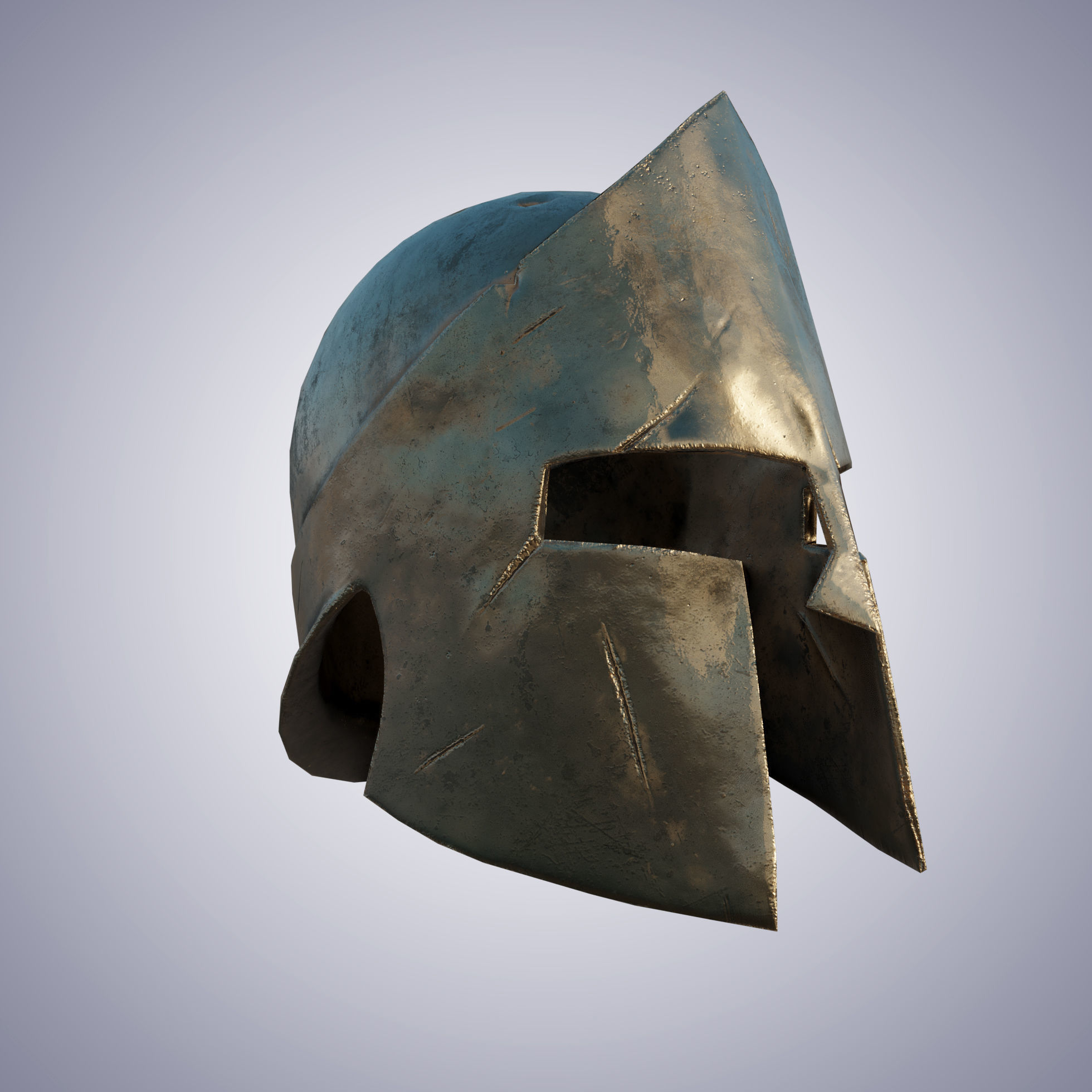Greek helmet Low-poly 3D model_7