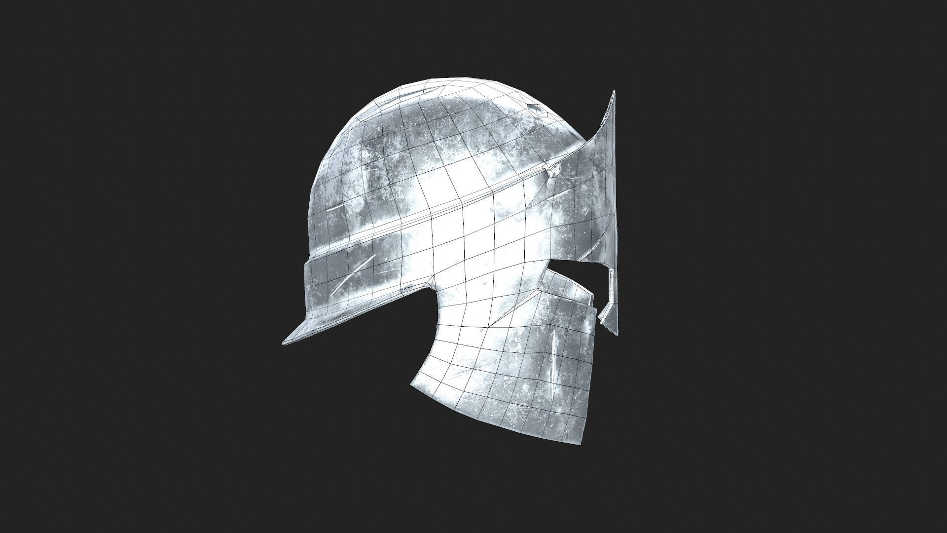 Greek helmet Low-poly 3D model_12