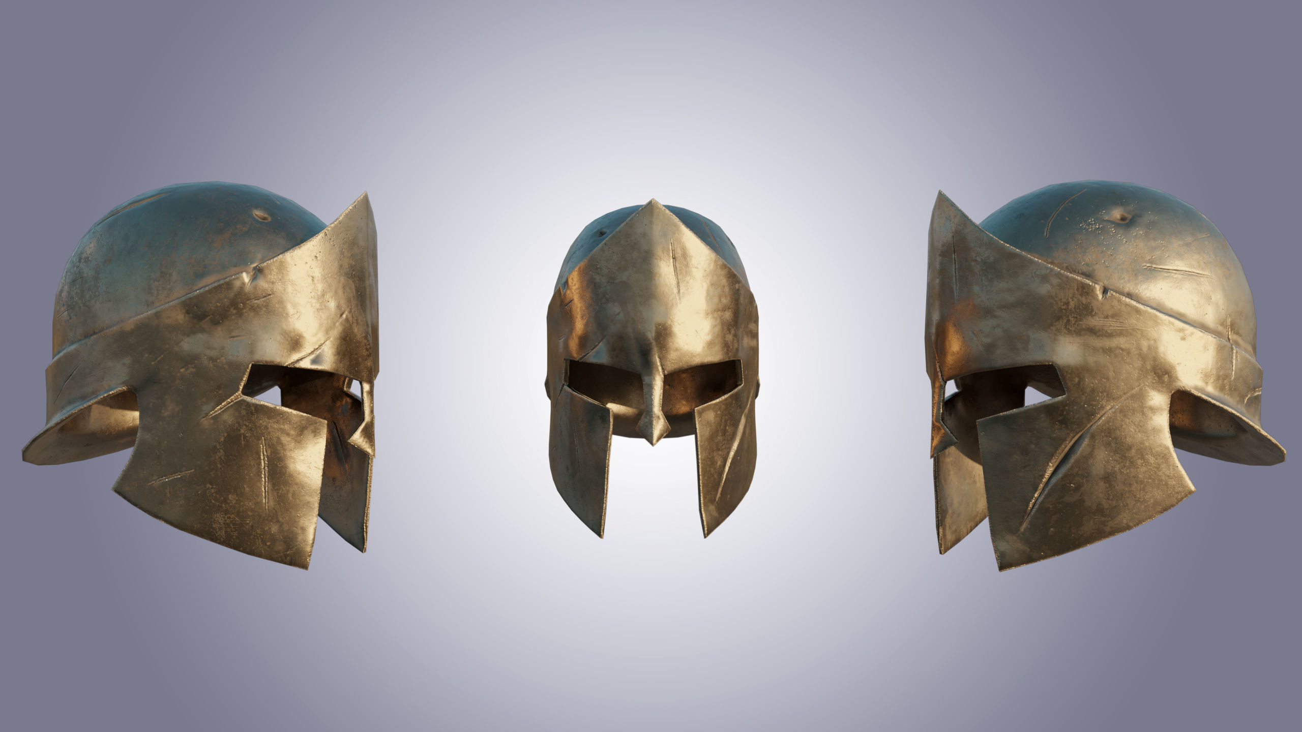 Greek helmet Low-poly 3D model_9
