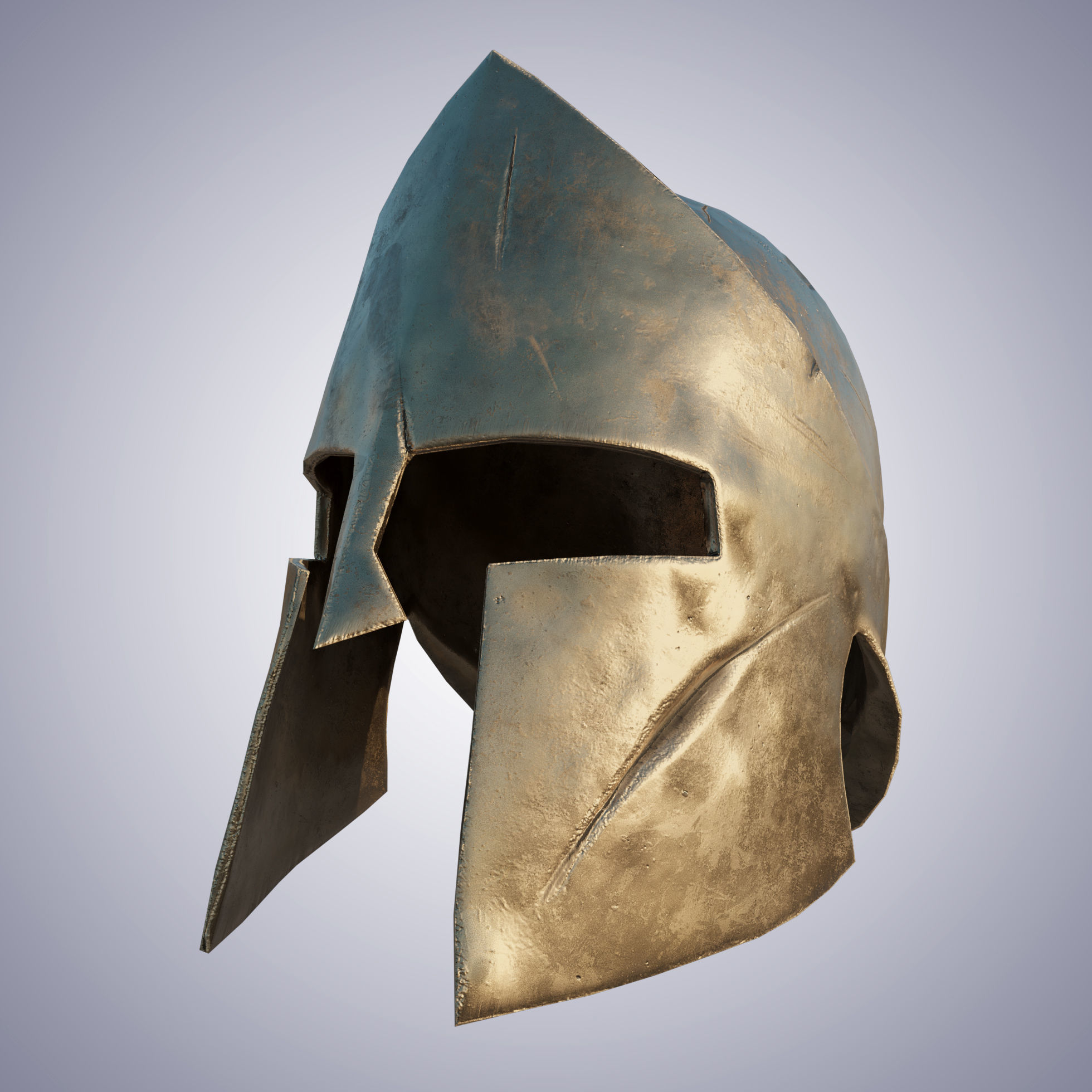 Greek helmet Low-poly 3D model_10