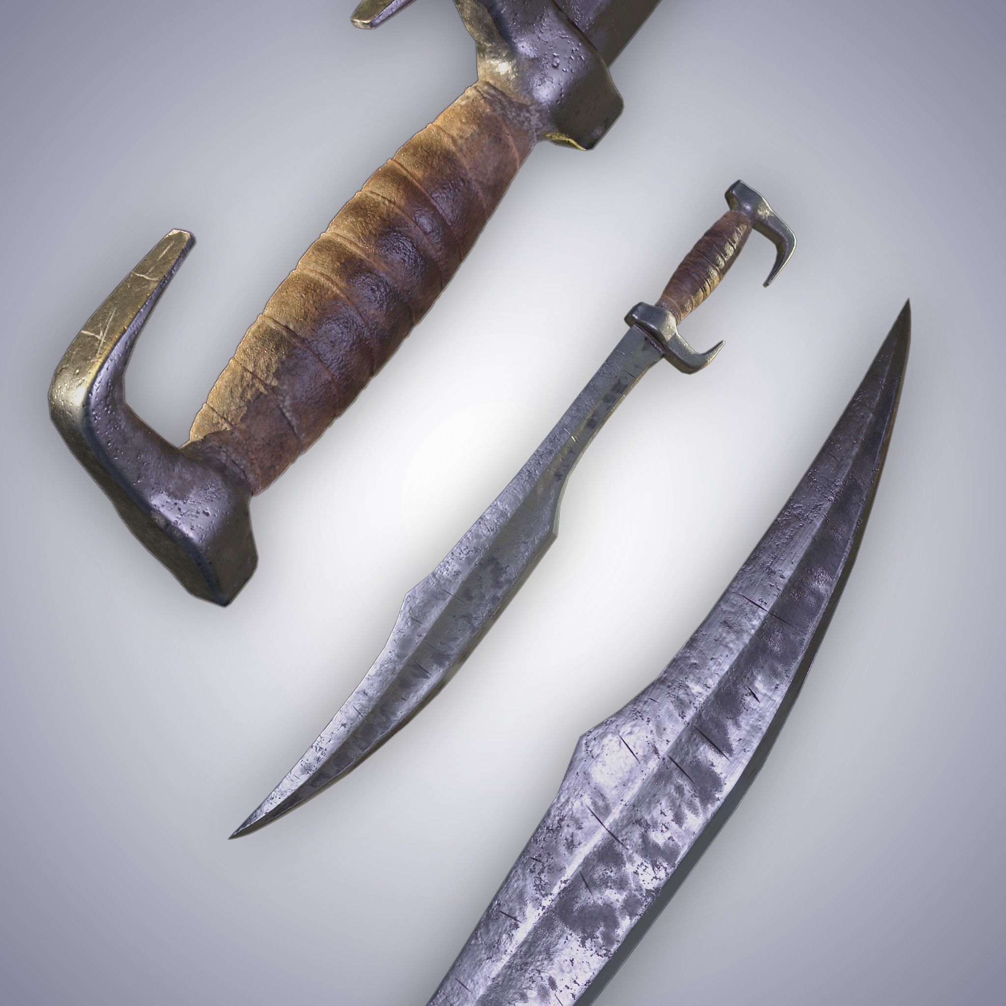 Spartan sword Low-poly 3D model_4