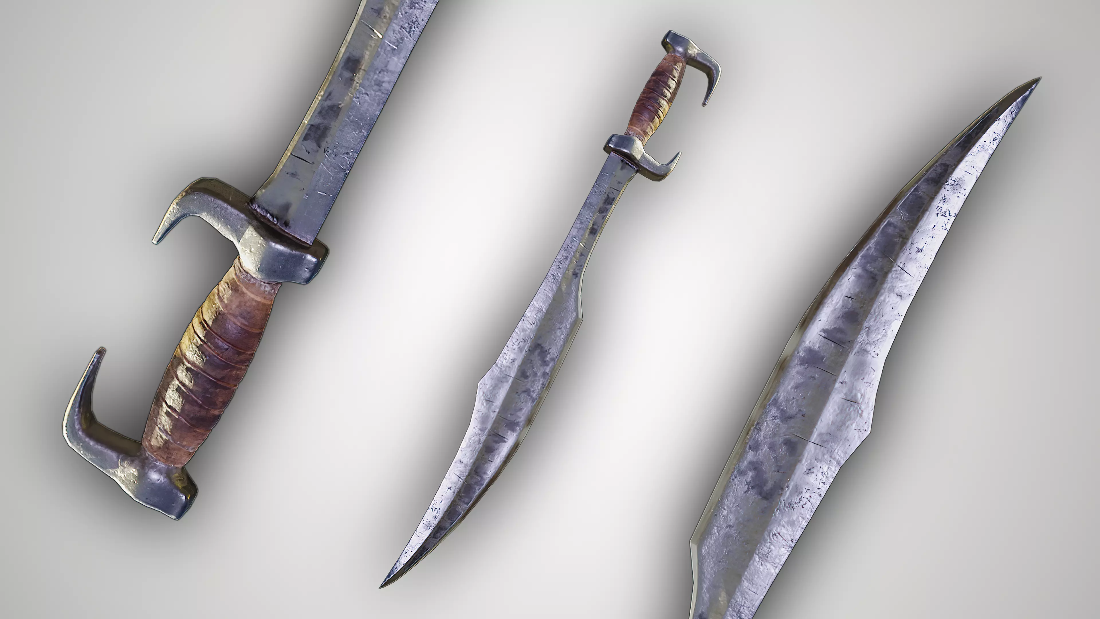 Spartan sword Low-poly 3D model_0