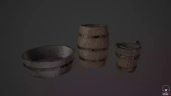 Medieval Wooden Barrel Bucket Tub