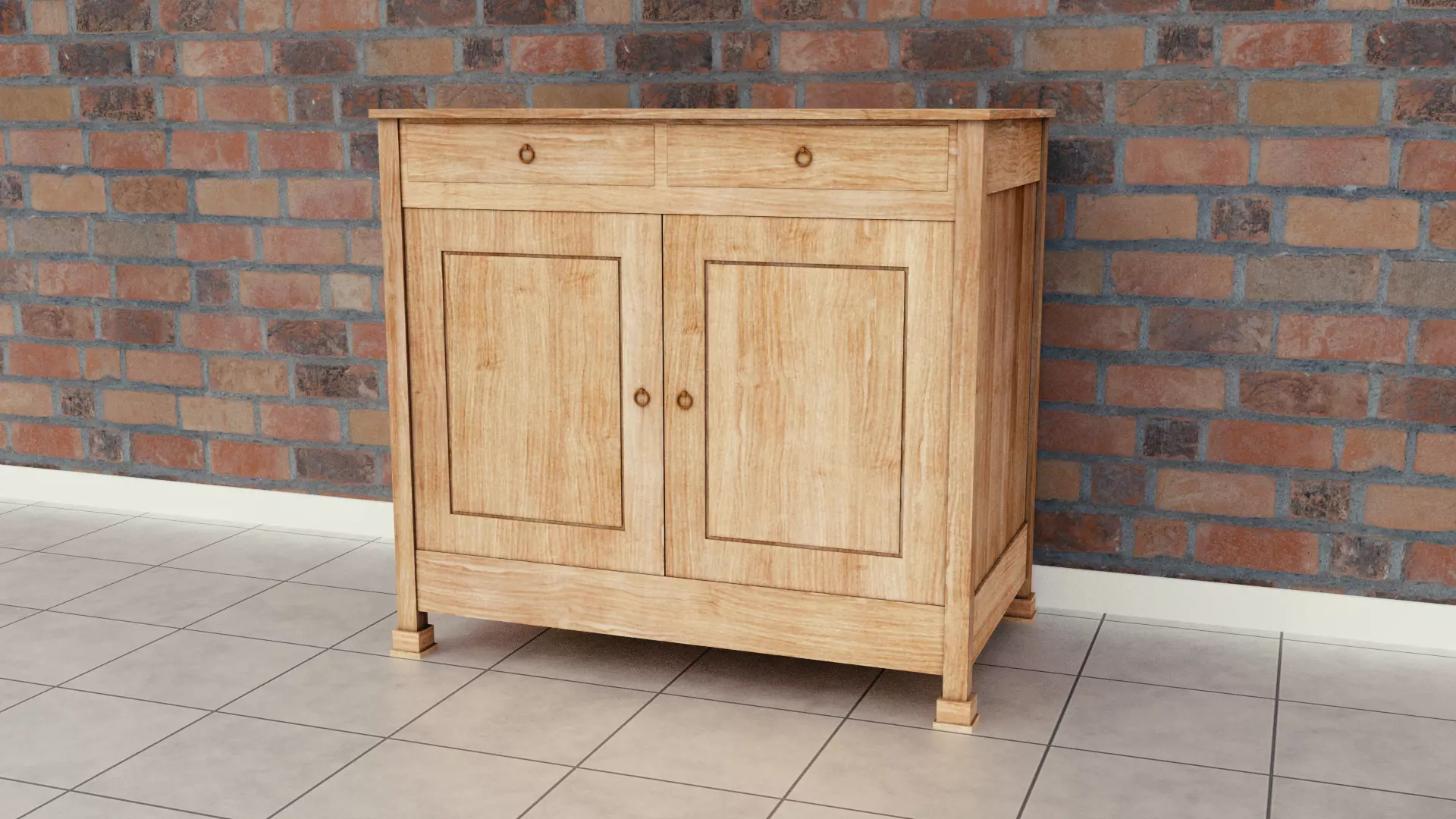 Cabinet shabby chic sideboard Low-poly 3D model