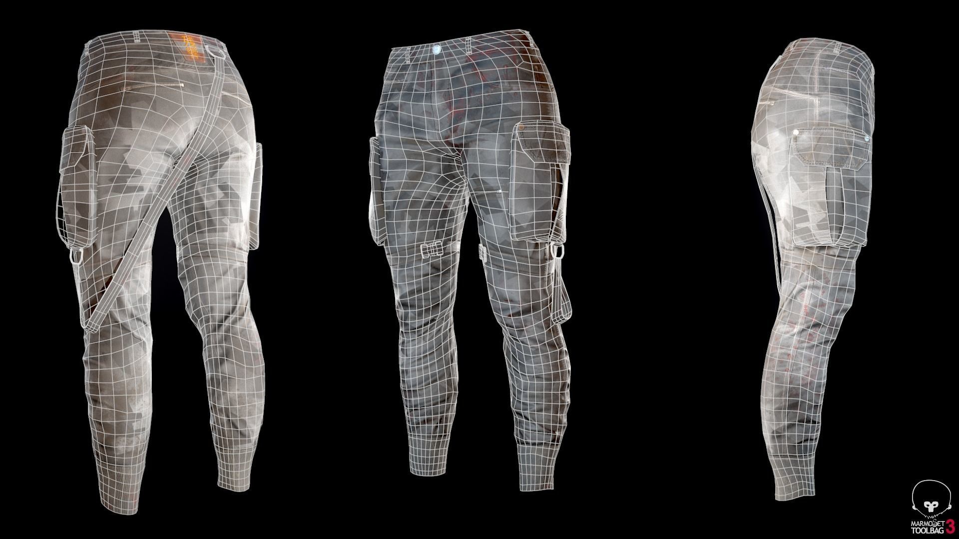 Combat Cargo Camo Pants Low-poly 3D model_3