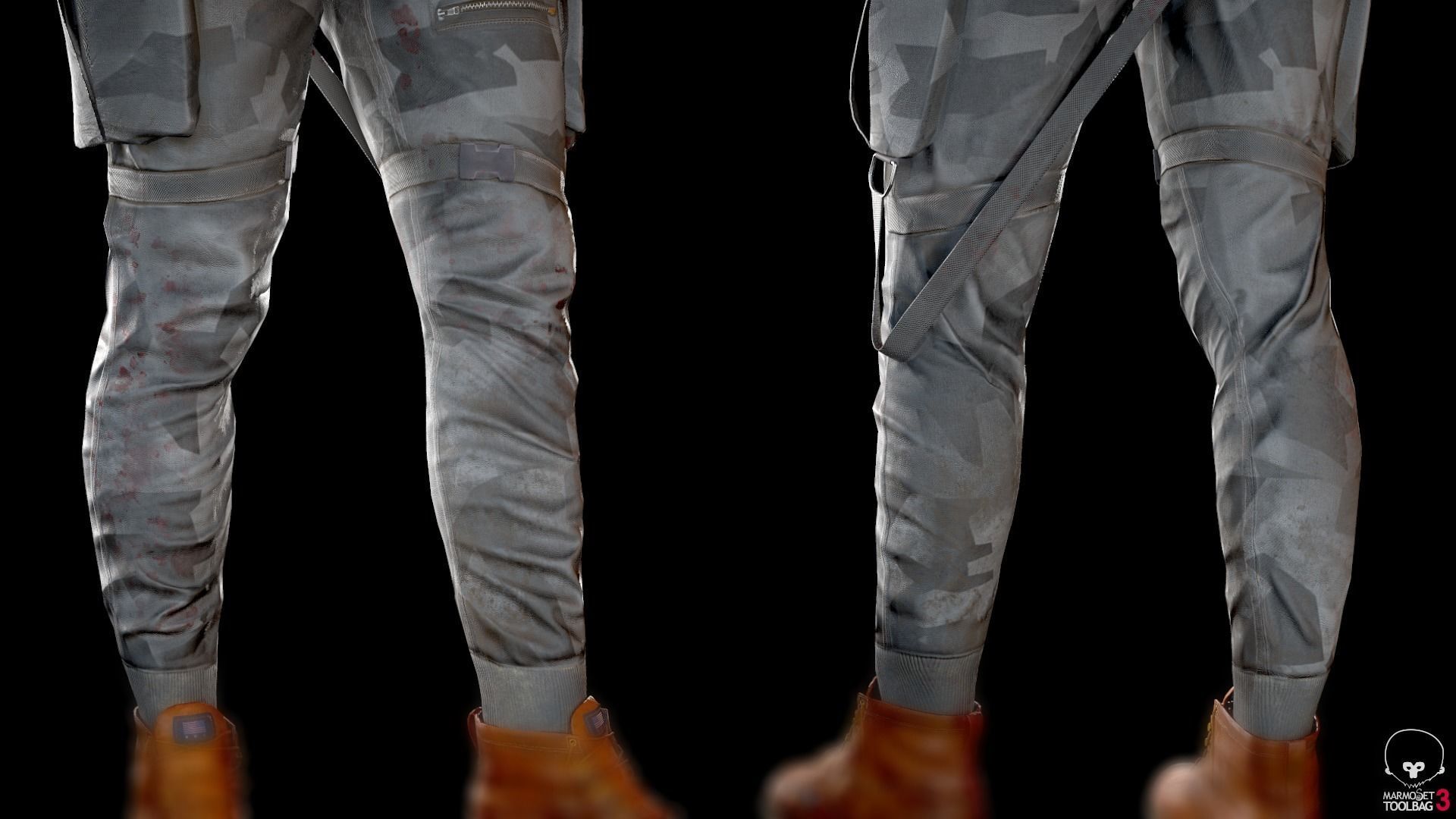 Combat Cargo Camo Pants Low-poly 3D model_5