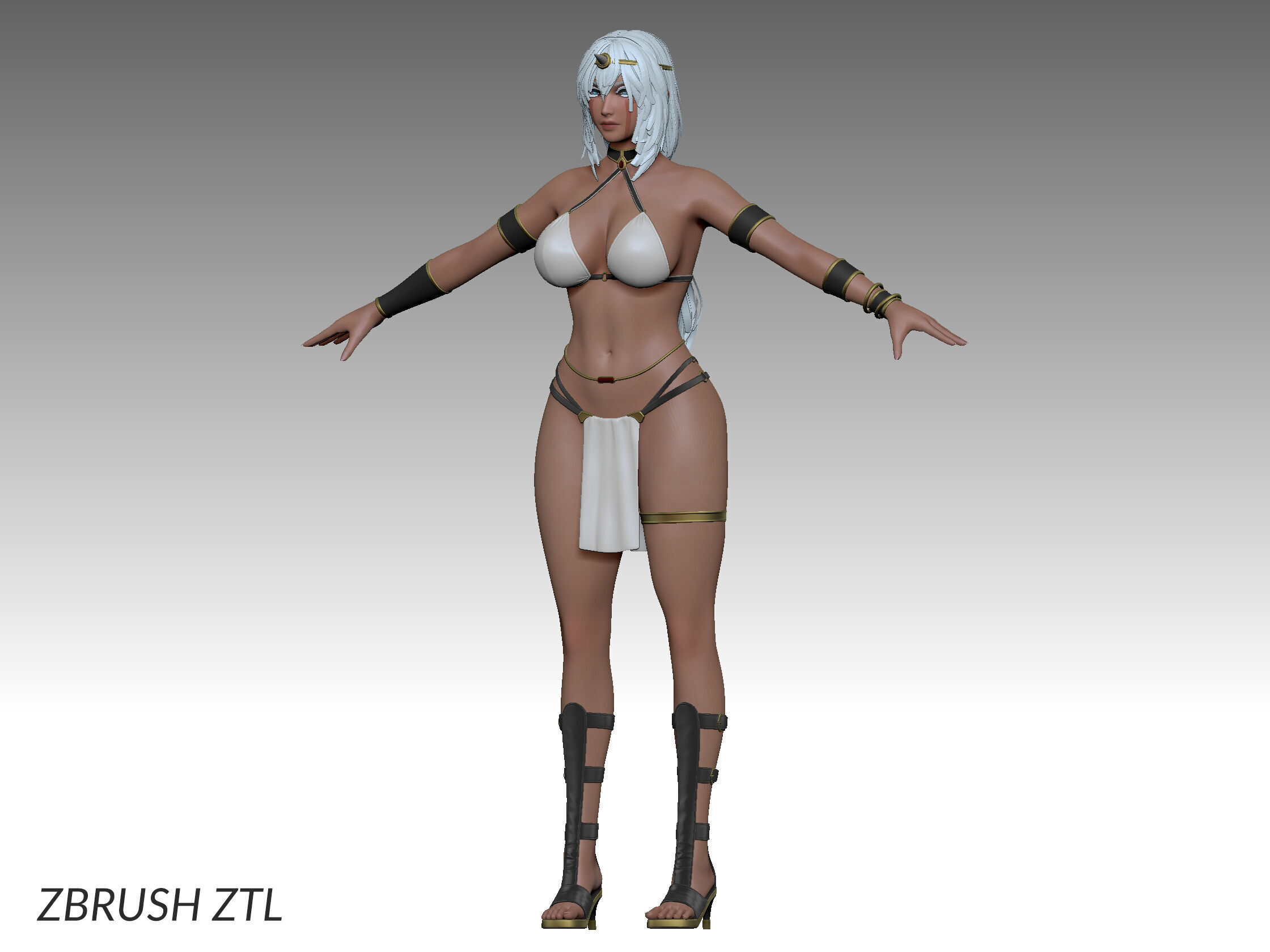 Ancient Tribal Goddess - Game Ready Low-poly 3D model_12
