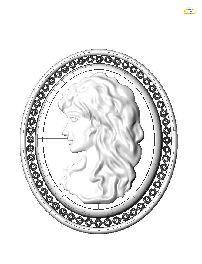Cameo Brooche 001 3D print model_3