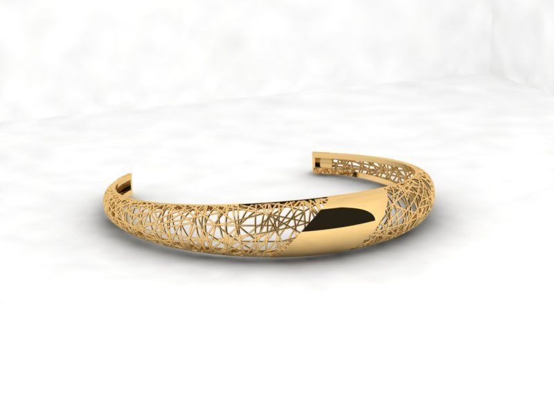 Llightweight golden bracelet V2 3D print model_1