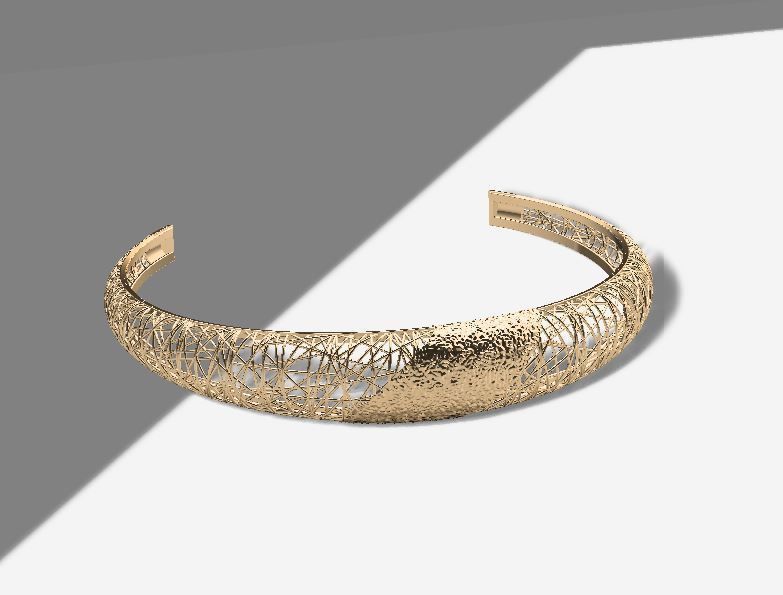 Llightweight golden bracelet V3 3D print model_3