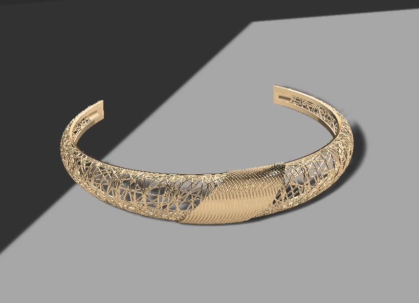 Llightweight golden bracelet V4 3D print model_3