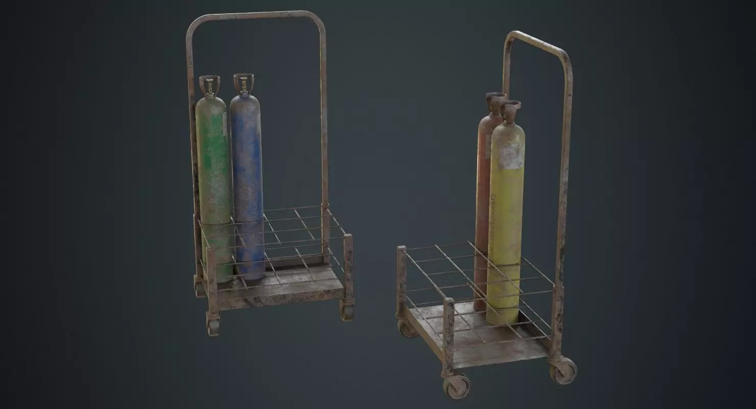 Gas Cylinder 3C Low-poly 3D model_0