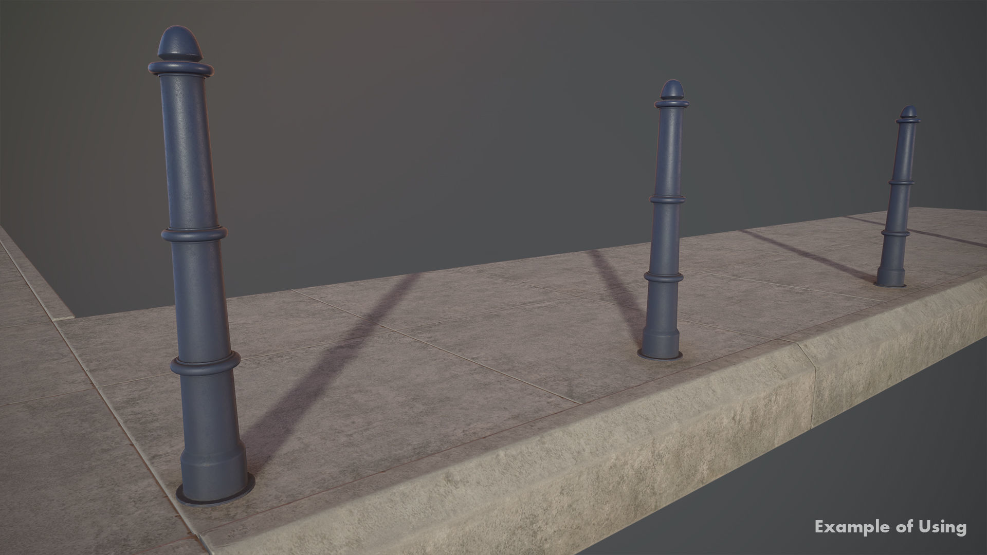 Barrier Bollard pack 5 Blue v1 Low-poly 3D model_10