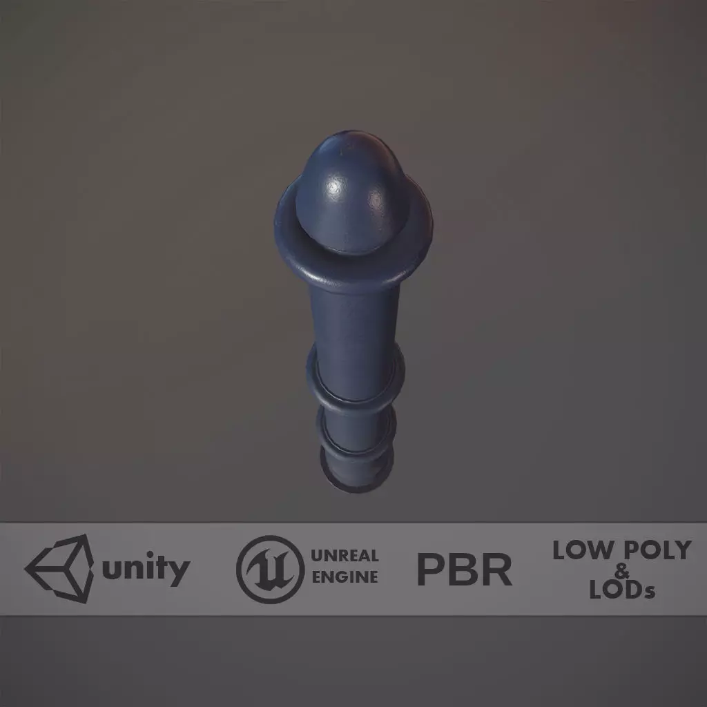 Barrier Bollard pack 5 Blue v1 Low-poly 3D model_0