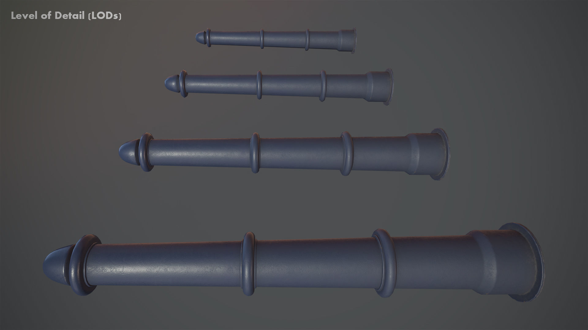 Barrier Bollard pack 5 Blue v1 Low-poly 3D model_19