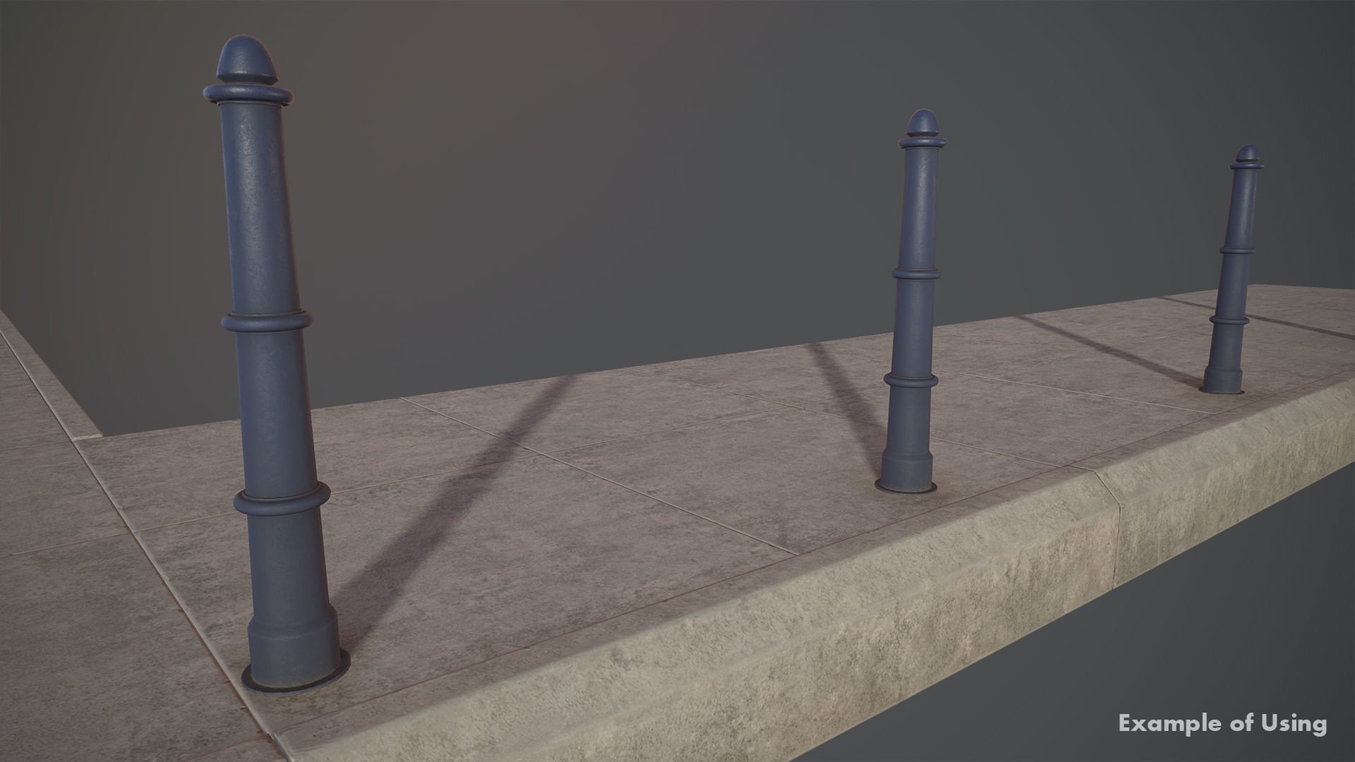 Barrier Bollard pack 5 Blue v2 Low-poly 3D model_10