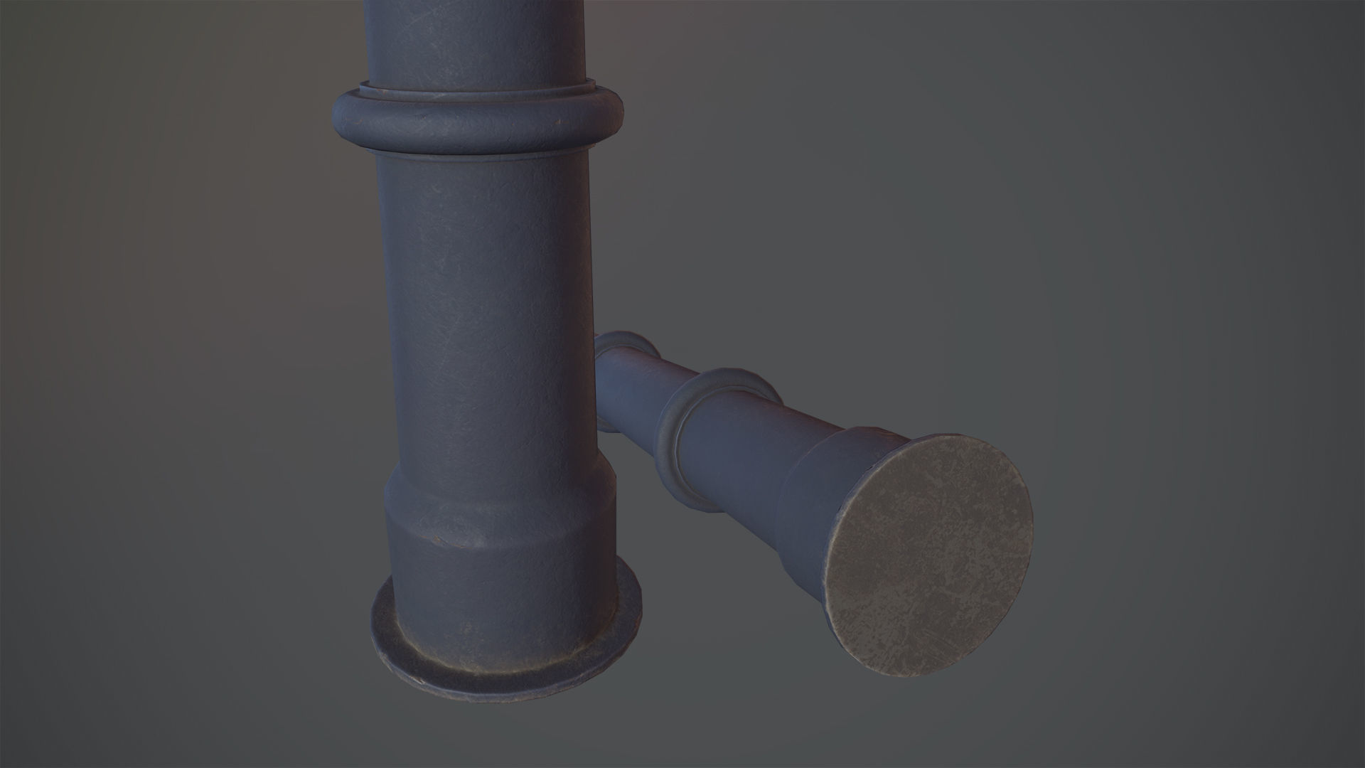 Barrier Bollard pack 5 Blue v2 Low-poly 3D model_9