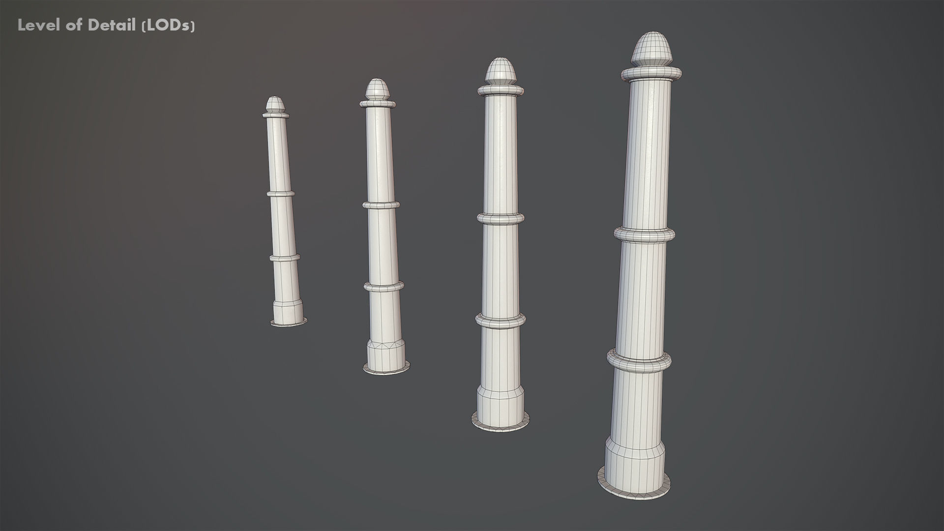 Barrier Bollard pack 5 Blue v2 Low-poly 3D model_17