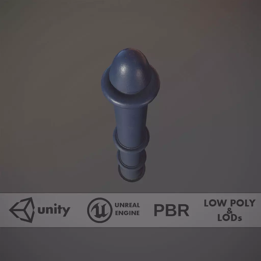 Barrier Bollard pack 5 Blue v2 Low-poly 3D model_0