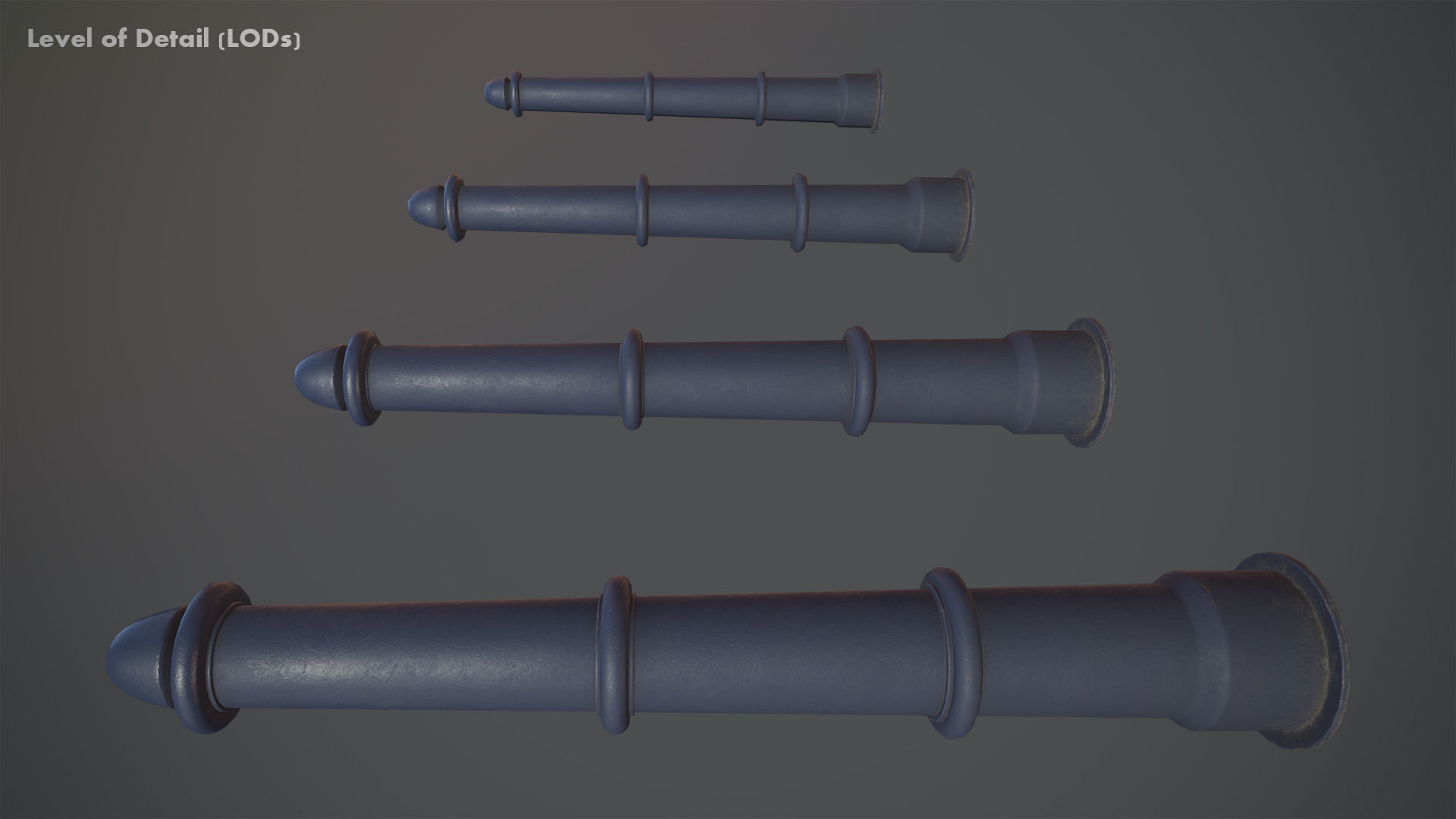 Barrier Bollard pack 5 Blue v2 Low-poly 3D model_19