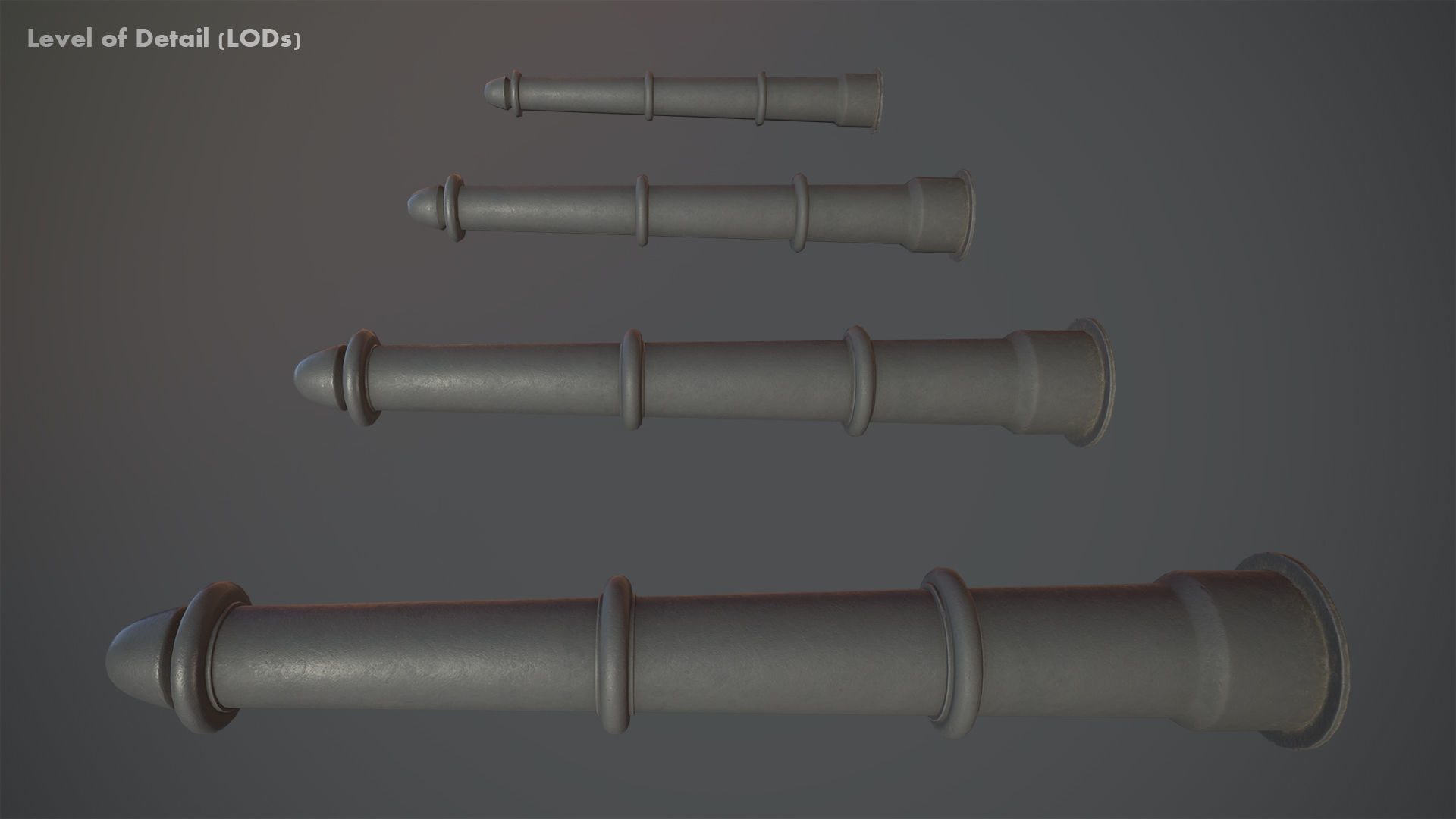 Barrier Bollard pack 5 Gray v2 Low-poly 3D model_19