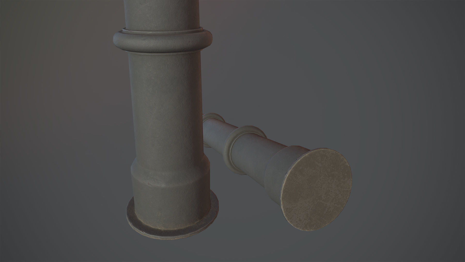 Barrier Bollard pack 5 Gray v2 Low-poly 3D model_9