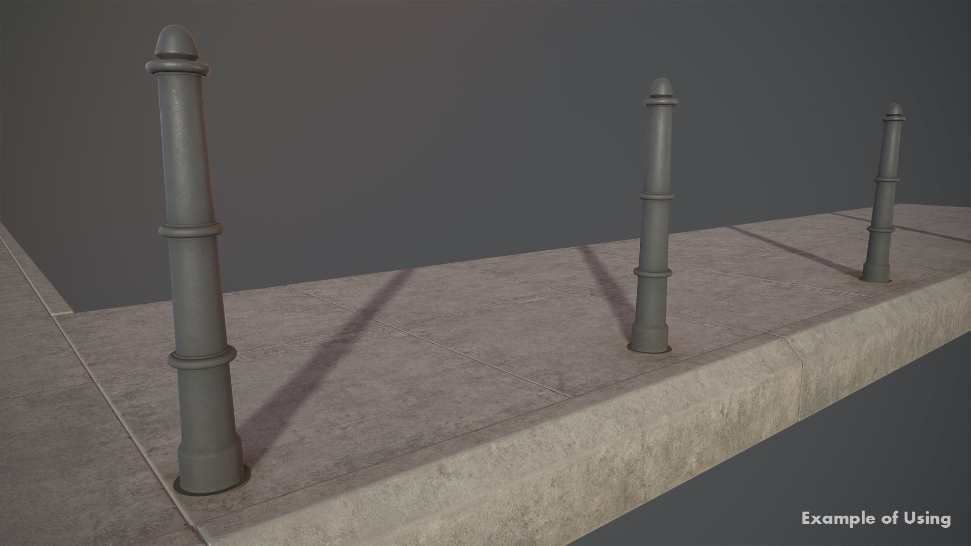 Barrier Bollard pack 5 Gray v2 Low-poly 3D model_10