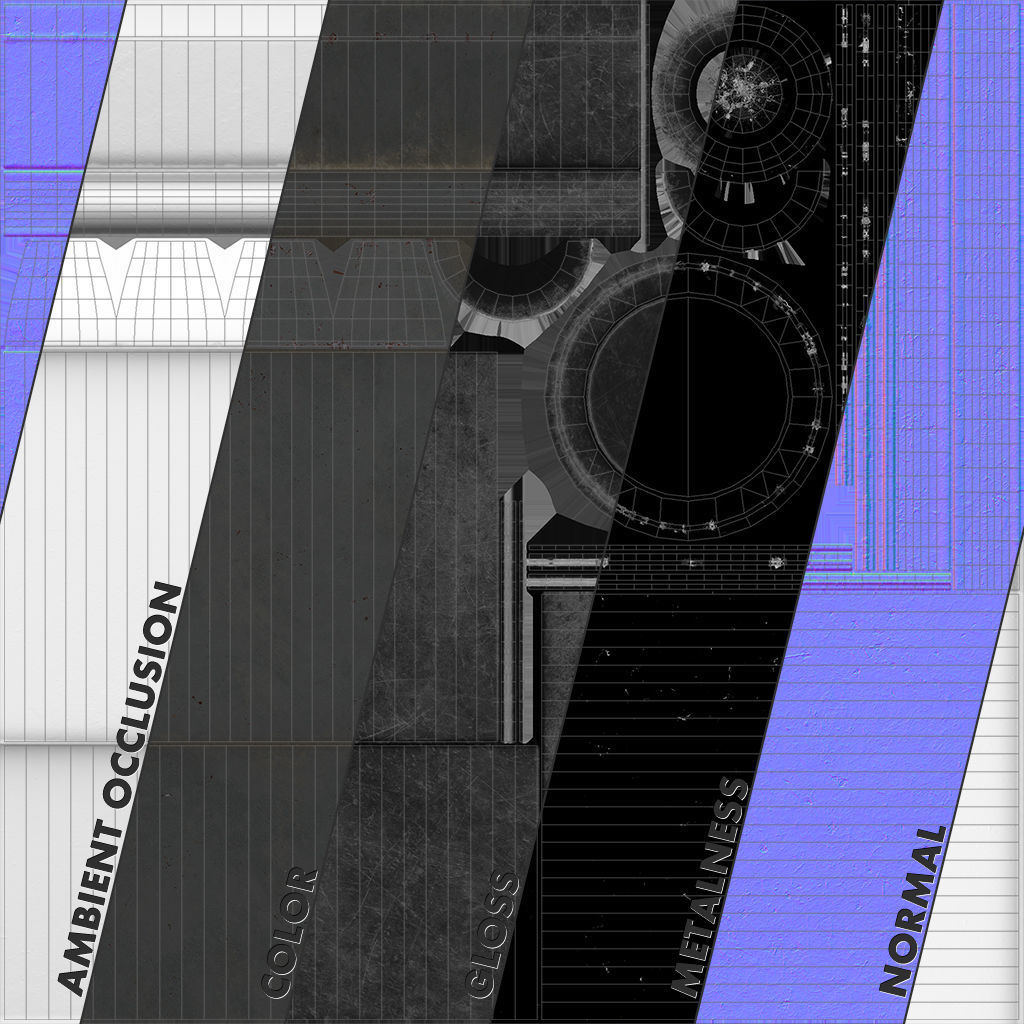 Barrier Bollard pack 5 Gray v3 Low-poly 3D model_11