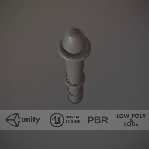 Barrier Bollard pack 5 Gray v3 Low-poly 3D model