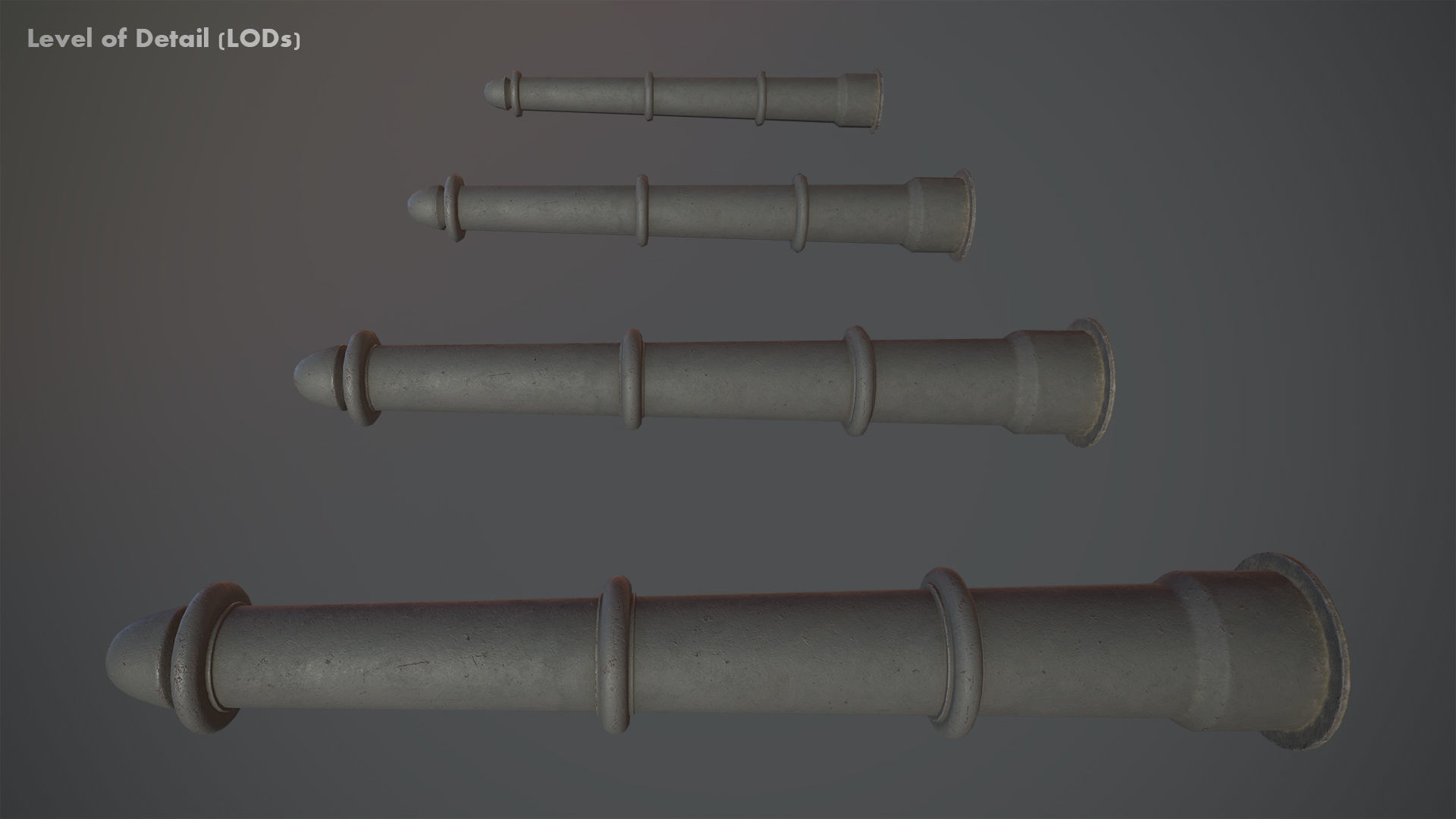 Barrier Bollard pack 5 Gray v3 Low-poly 3D model_19