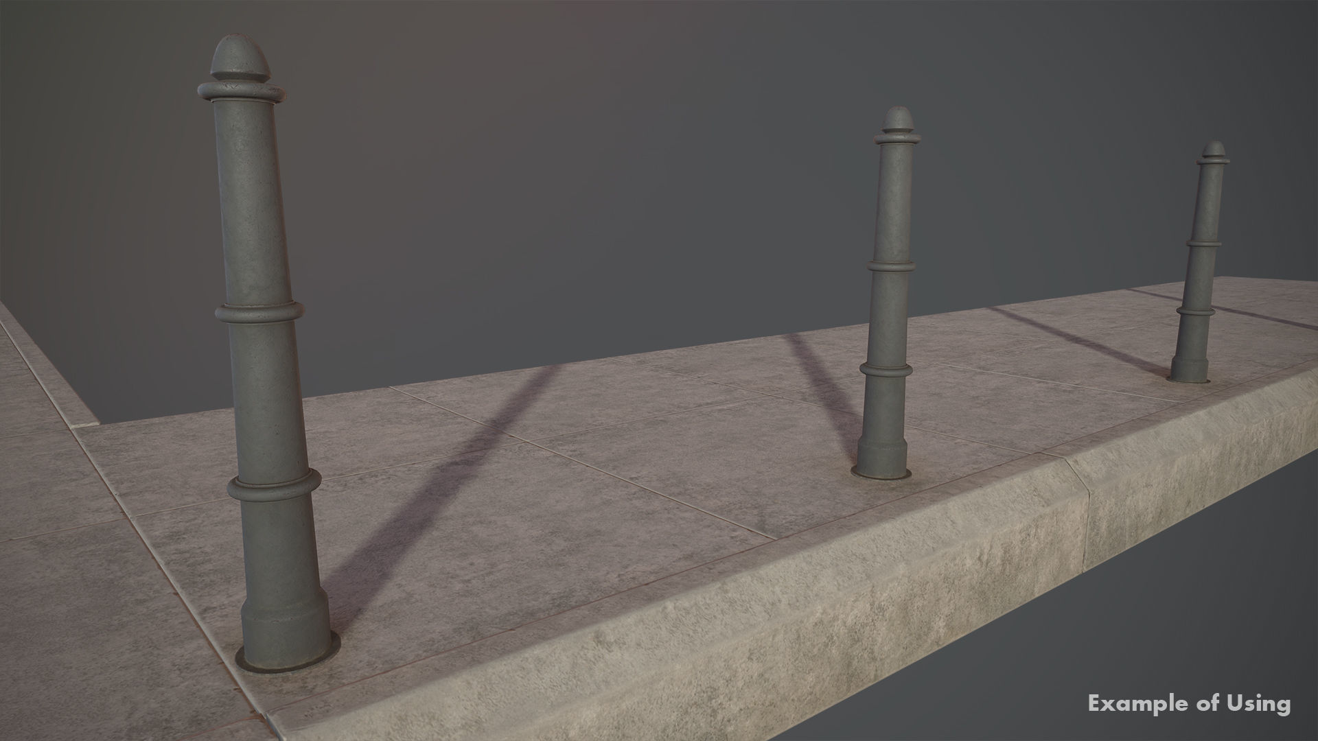 Barrier Bollard pack 5 Gray v3 Low-poly 3D model_10