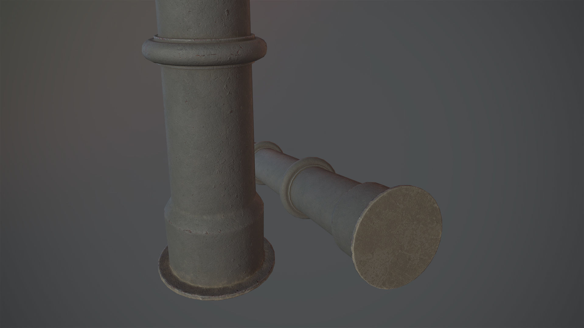 Barrier Bollard pack 5 Gray v3 Low-poly 3D model_9