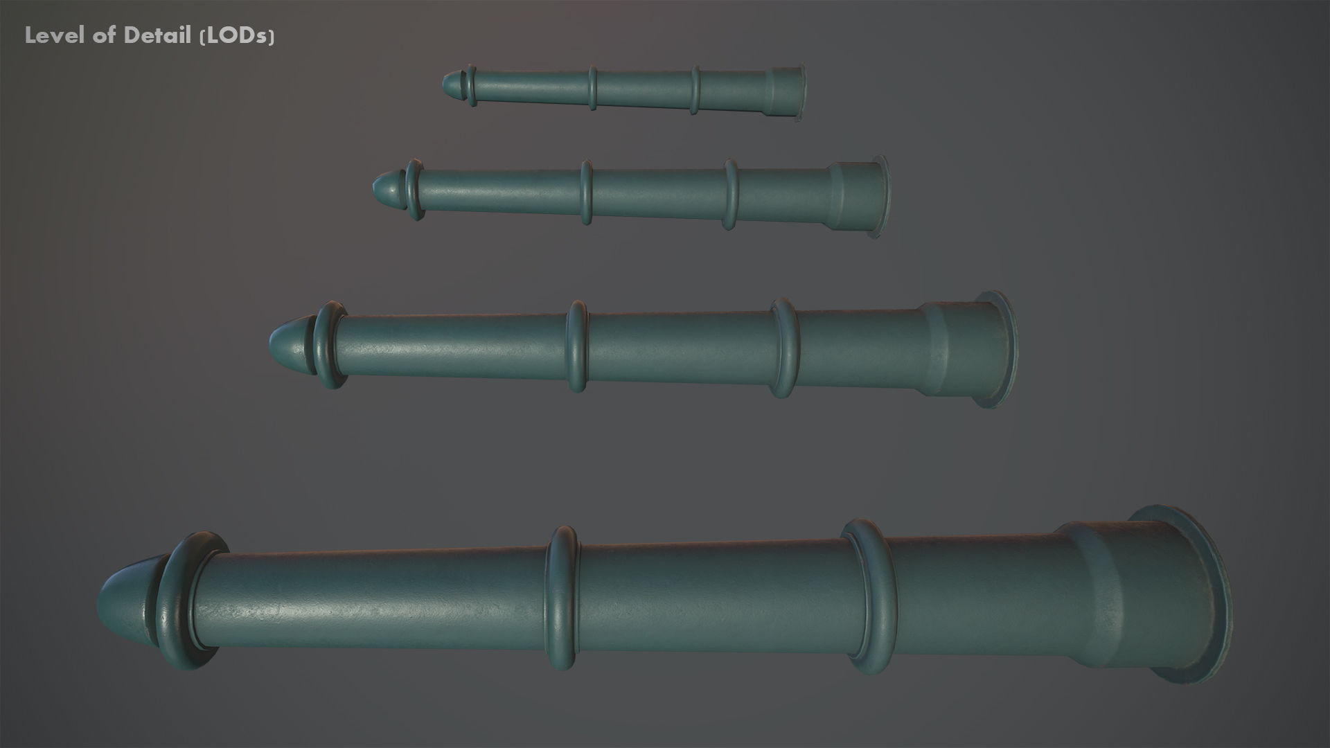 Barrier Bollard pack 5 Green v1 Low-poly 3D model_19