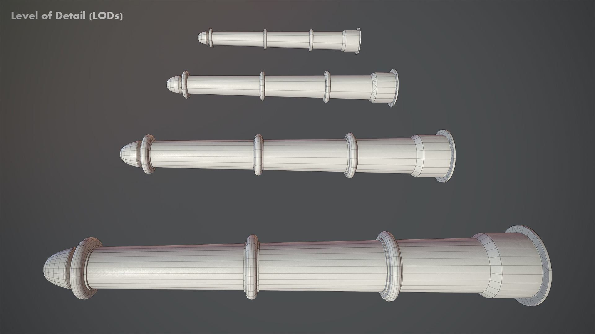 Barrier Bollard pack 5 Green v2 Low-poly 3D model_18