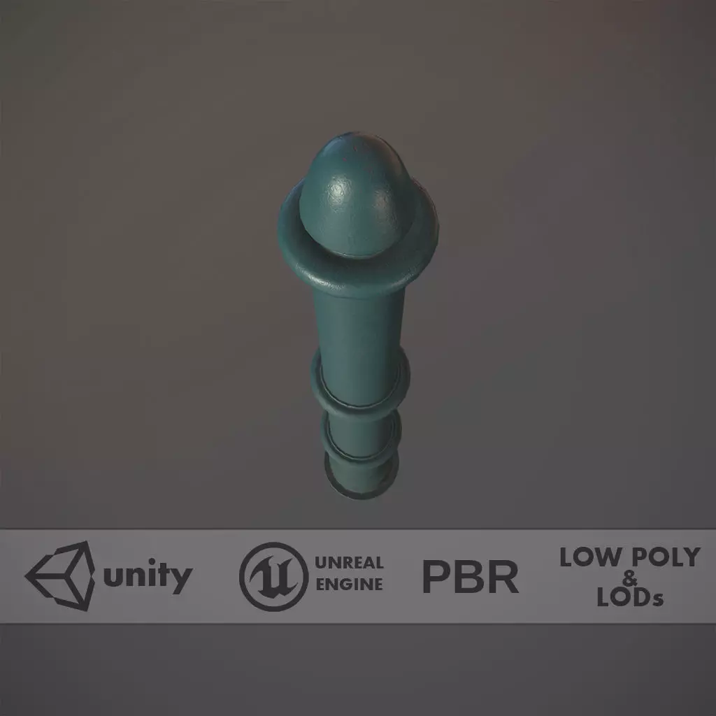 Barrier Bollard pack 5 Green v2 Low-poly 3D model_0
