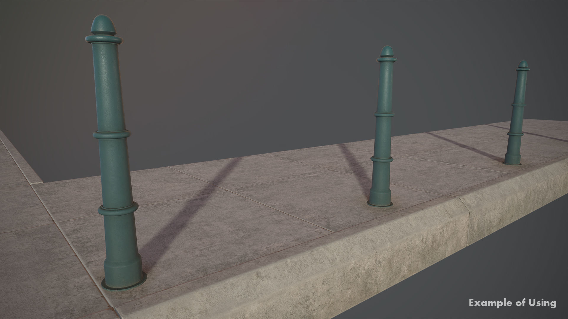 Barrier Bollard pack 5 Green v2 Low-poly 3D model_10