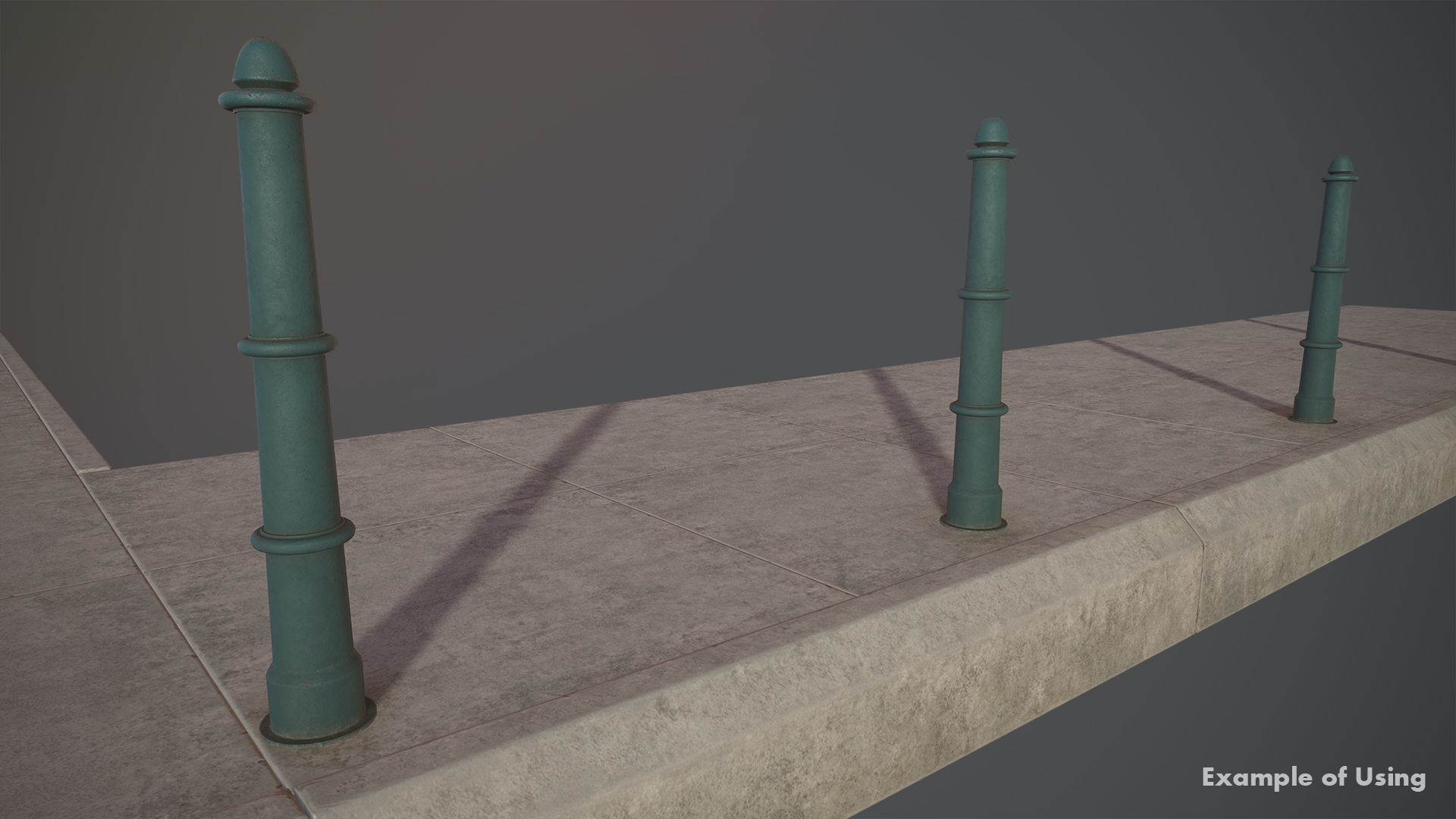 Barrier Bollard pack 5 Green v3 Low-poly 3D model_10