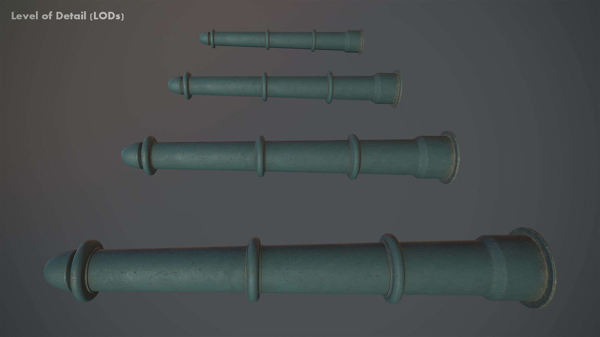 Barrier Bollard pack 5 Green v3 Low-poly 3D model_19