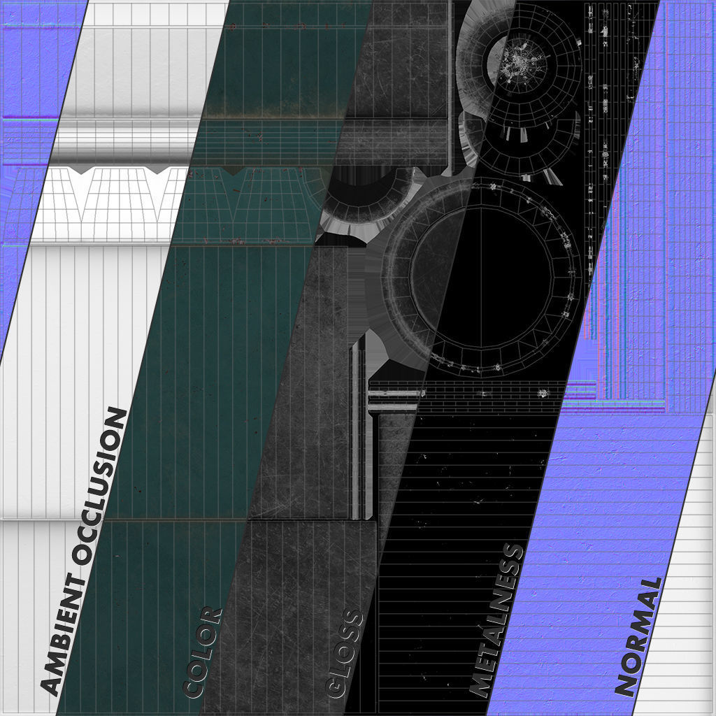 Barrier Bollard pack 5 Green v3 Low-poly 3D model_11
