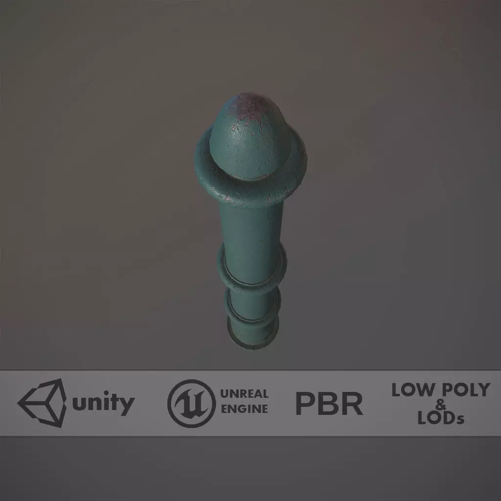 Barrier Bollard pack 5 Green v3 Low-poly 3D model_0